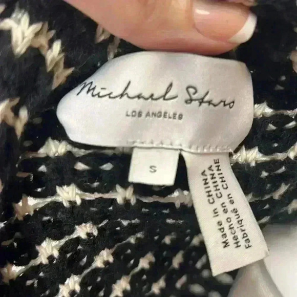 Michael Stars Knit Open Cardigan Sweater Size Small Black & White - Picture 8 of 8